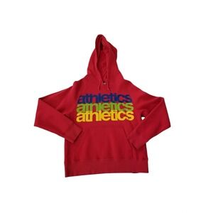 Nike Women's Size Medium Vintage Red Hoodie With Graphics Spellout "athletics"